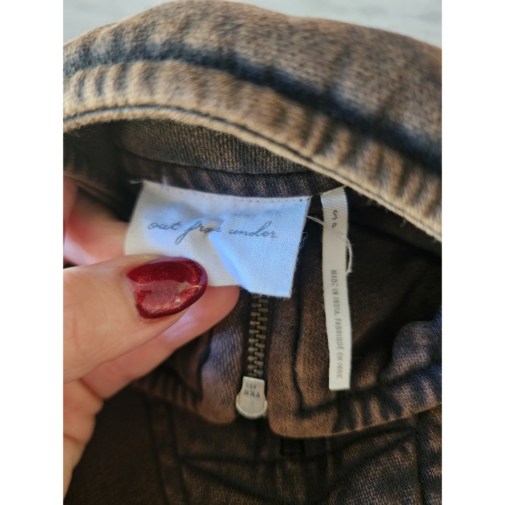 Out From Under Urban Outfitters Brown Mineral Wash Cropped Quarter Zip Pullover - Picture 4 of 8